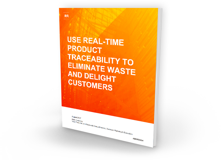 Portada del documento informativo: Utiliza la trazabilidad de producto en tiempo real para eliminar el desperdicio y brindar una mayor satisfacción a los clientes.